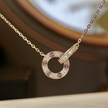 [Baslove] LOVE 7,6 MM HALSKETTE ROSÉGOLD UND SILBER VOLLER DIAMANT