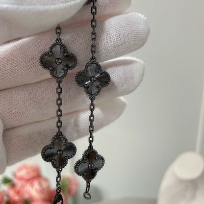 [Violet JW]CLOVER 5 MOTIF BLACK BRACELET