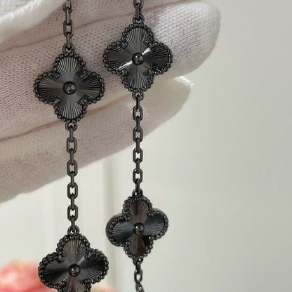 [Violet JW]CLOVER 5 MOTIF BLACK BRACELET