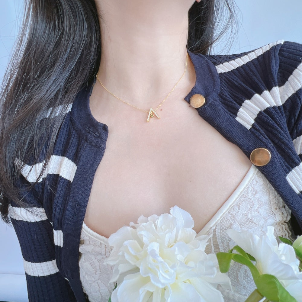 [Violet JW]Sparkling "A" Shape Necklace