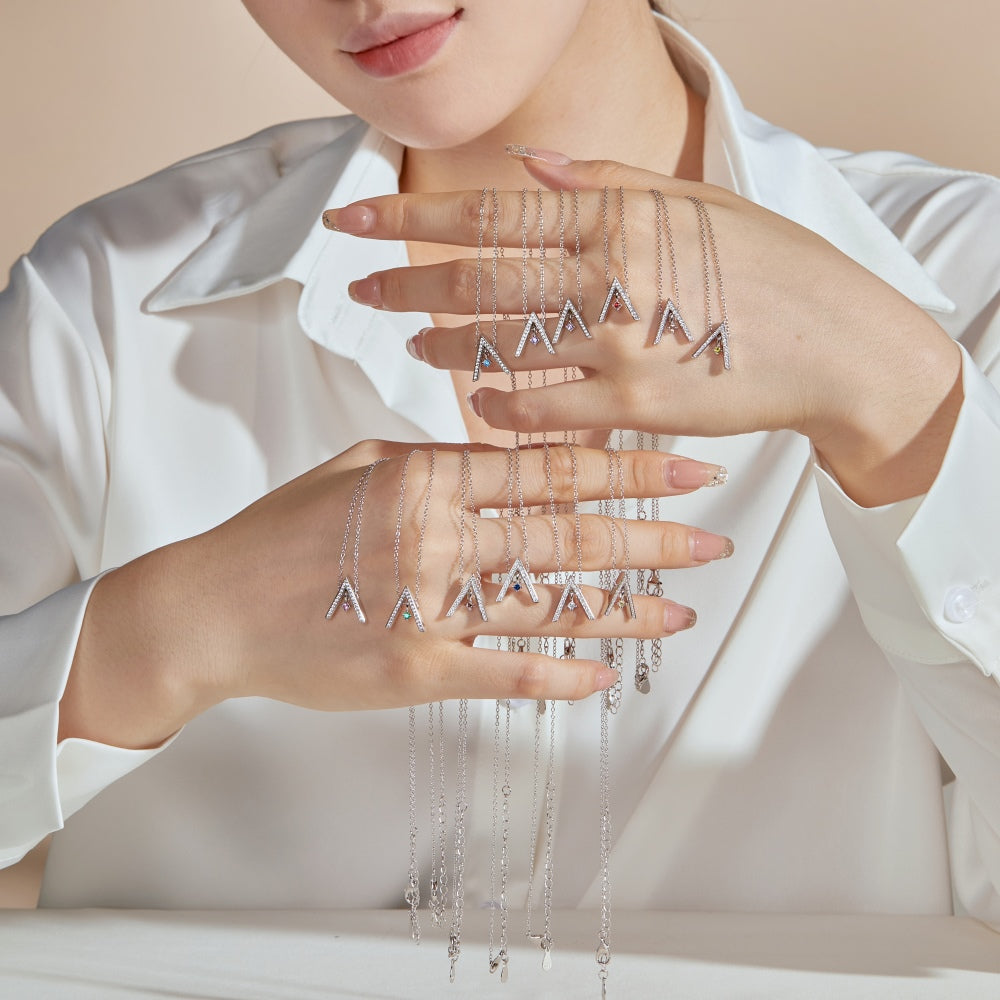 [Violet JW]Sparkling "A" Shape Necklace