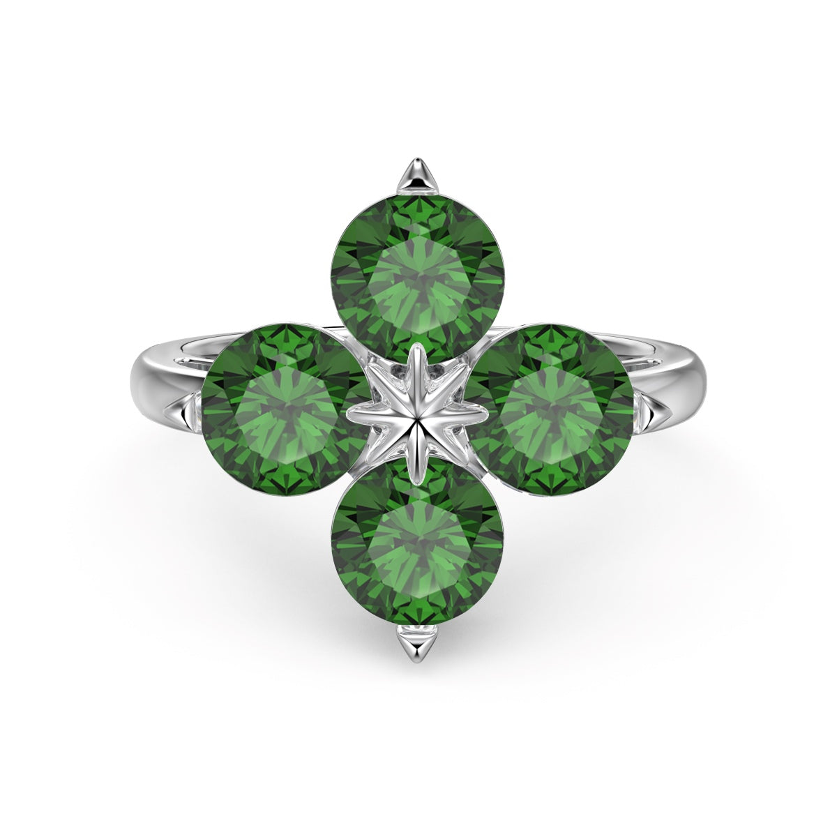 [Violet JW]Four-Leaf Clover Eight-Pointed Star Ring