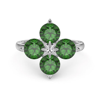 [Violet JW]Four-Leaf Clover Eight-Pointed Star Ring