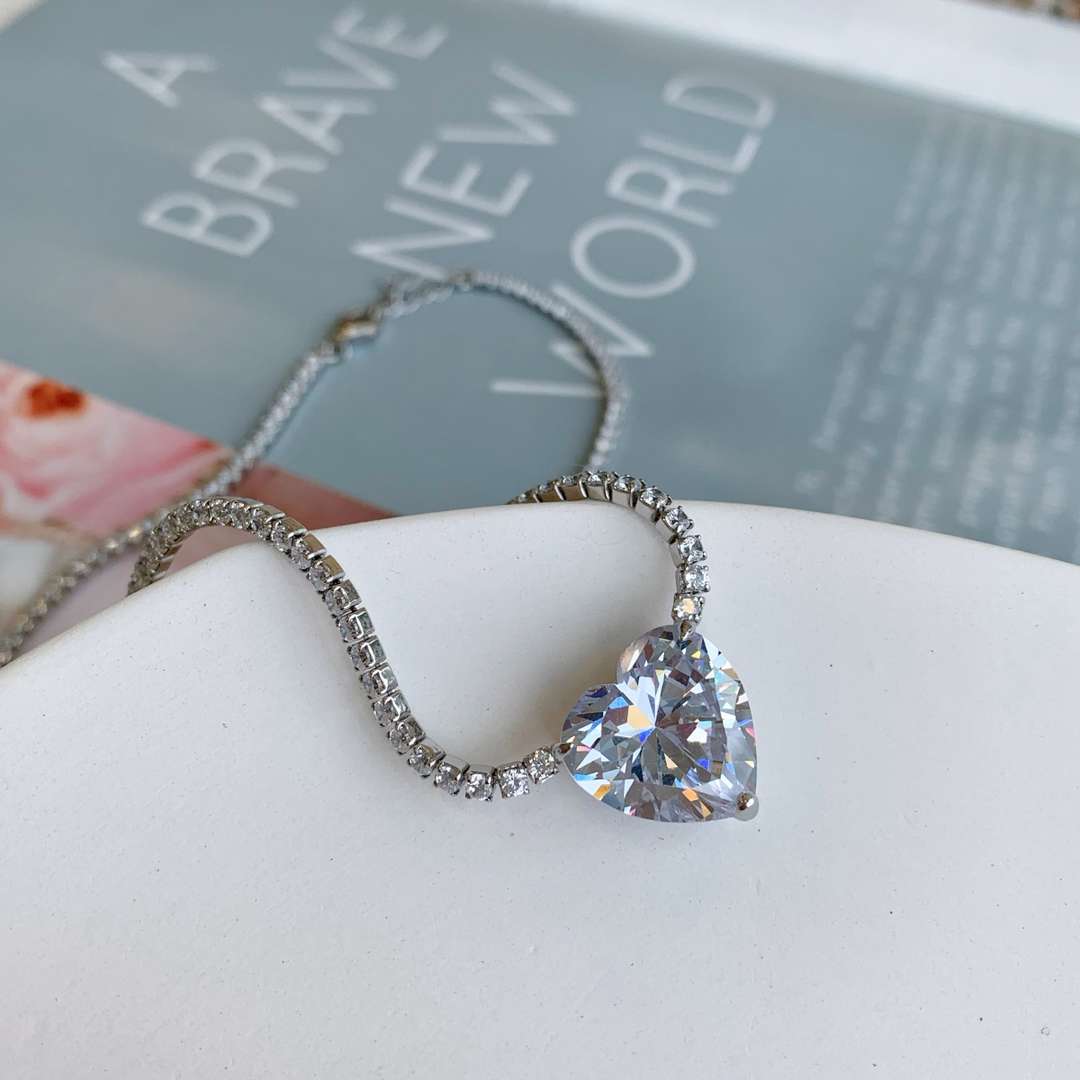 [Violet JW]8.0 Carat Versatile Colorful Sweet Heart-Shaped Tennis Necklace