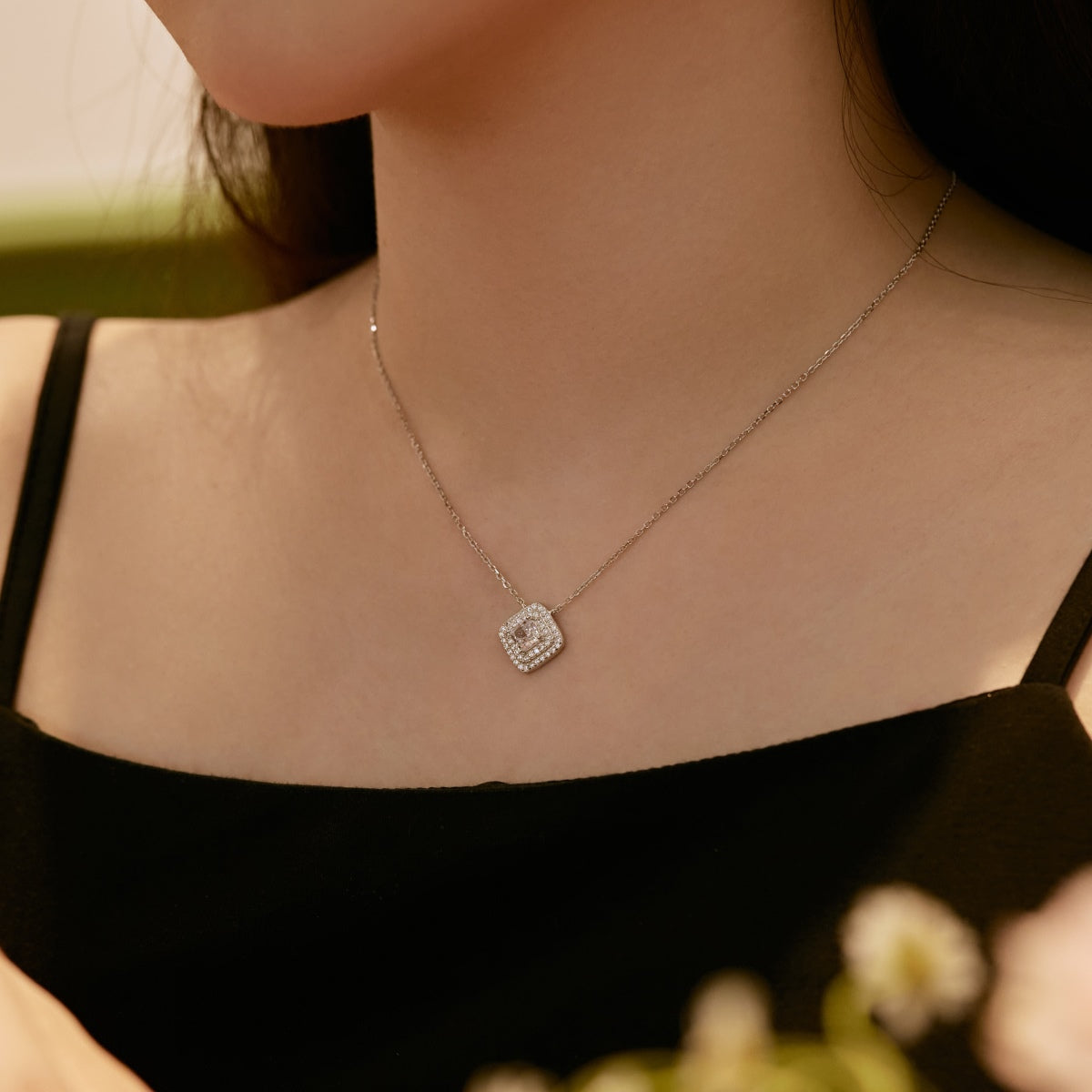 [Violet JW]Sparkling Asscher Cut Necklace