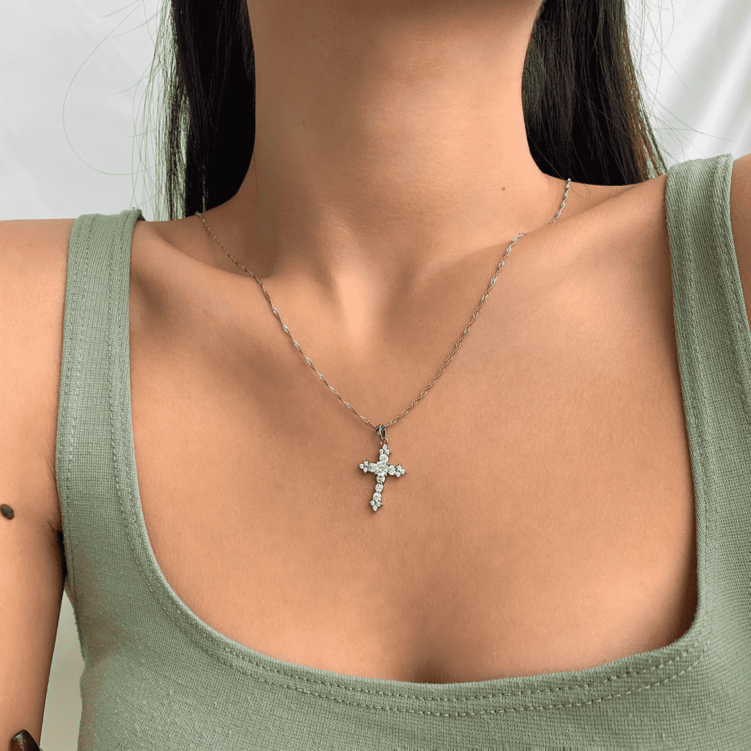 [Violet JW]Delicate Cross Shape Necklace