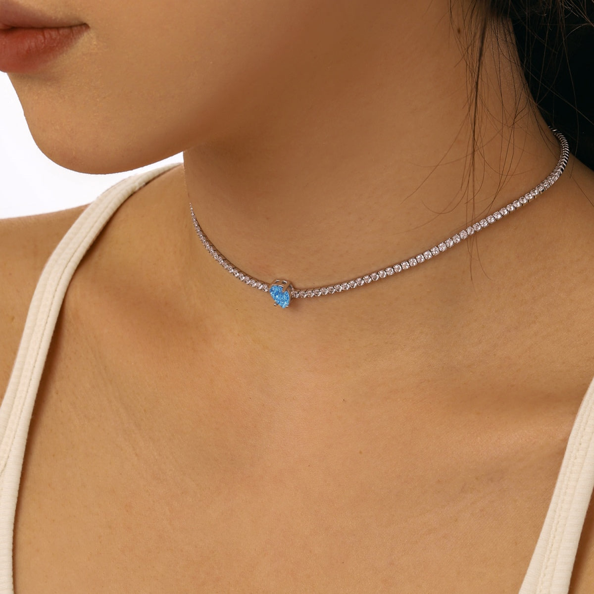 [Violet JW]1.0 carat Unique Pear Cut Tennis Necklace