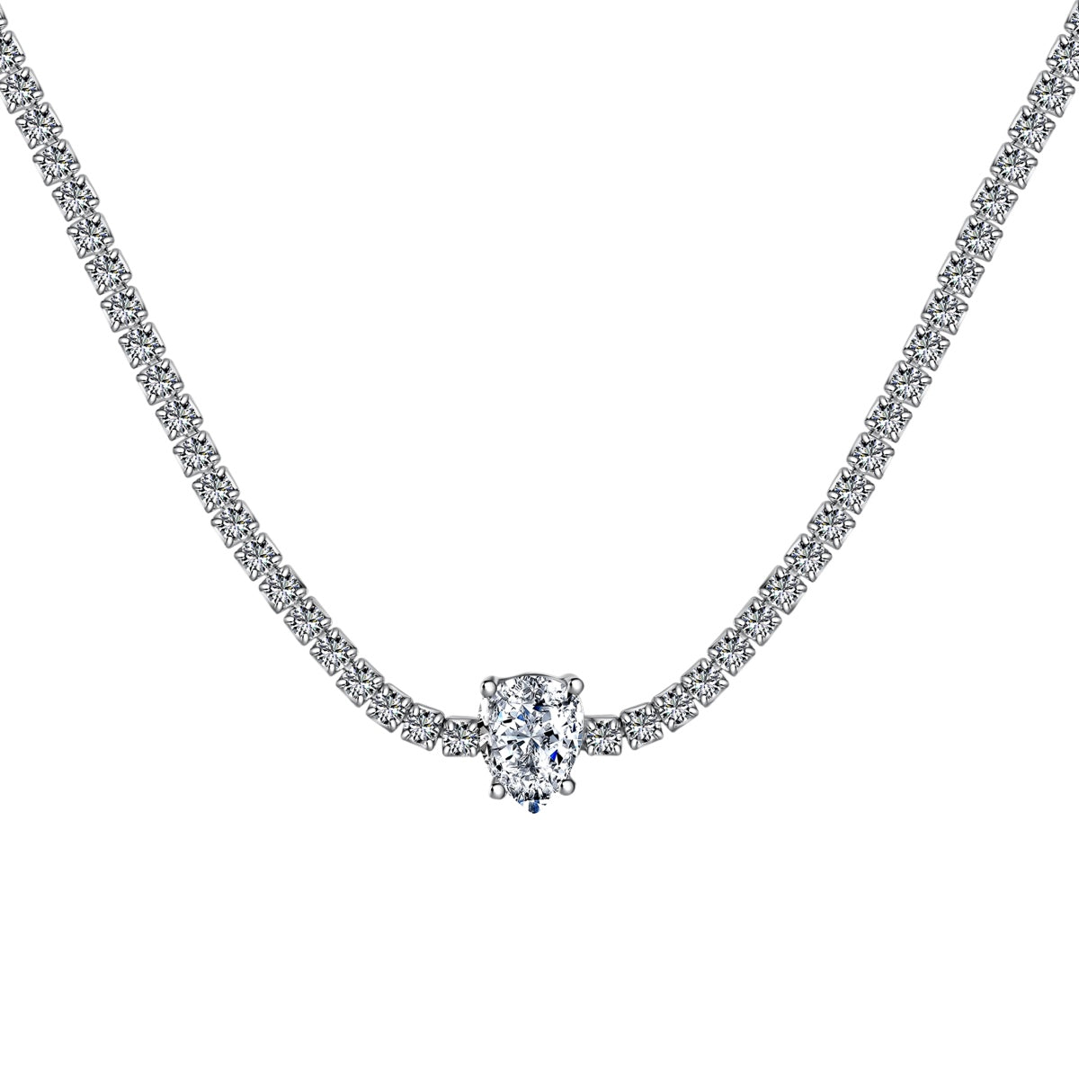 [Violet JW]1.0 carat Unique Pear Cut Tennis Necklace