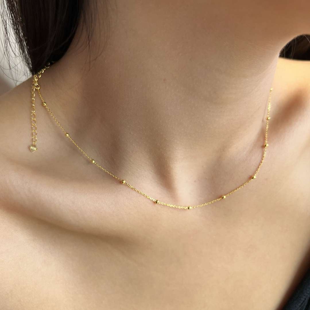 [Violet JW]Small Bead Clavicle Chain Simple Necklace