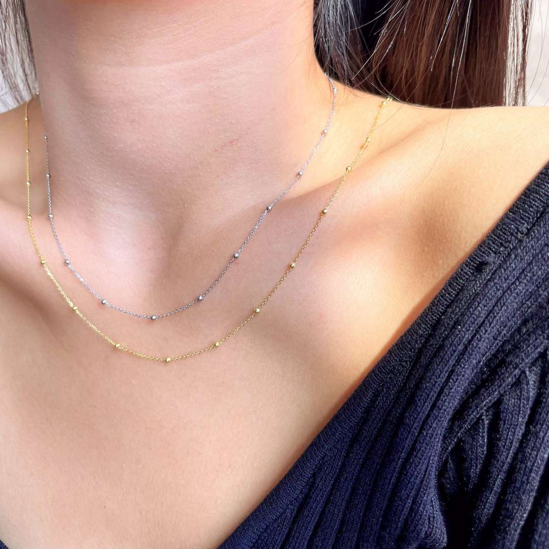 [Violet JW]Small Bead Clavicle Chain Simple Necklace
