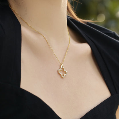 [Violet JW]Four-Leaf Clover Hollow Design Exquisite Necklace