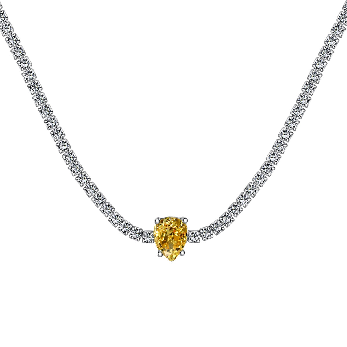 [Violet JW]1.0 carat Unique Pear Cut Tennis Necklace