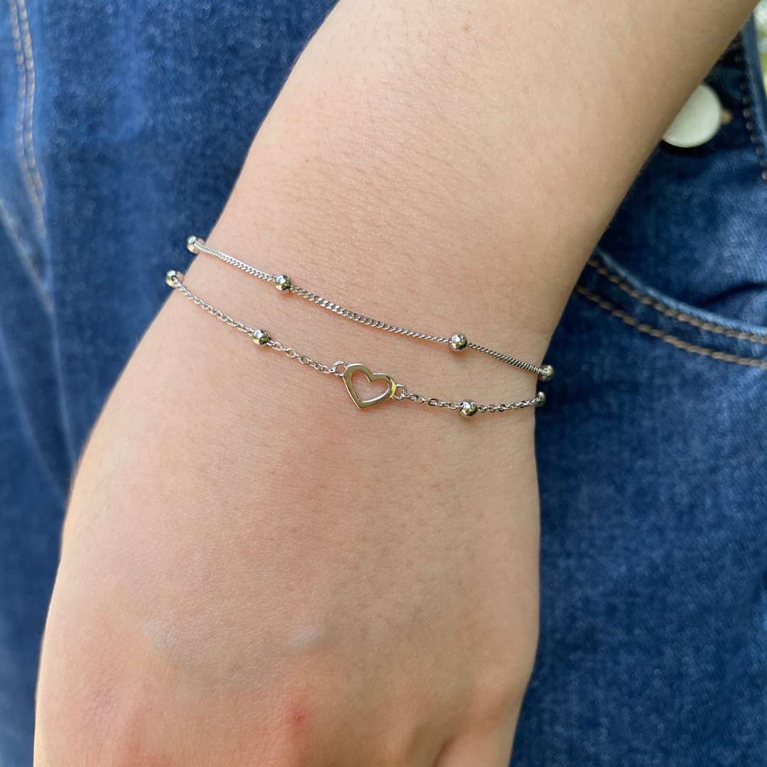 [Violet JW]Dainty Double Layer Love Heart Bracelet