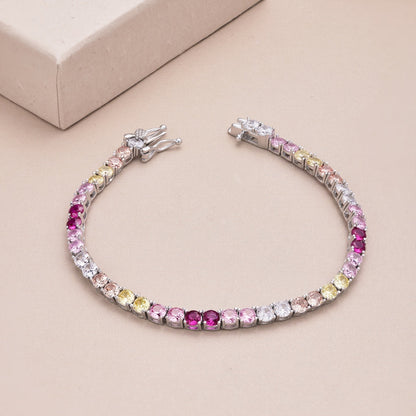 [Violet JW]Radiant Colorful Round Cut Tennis Bracelet