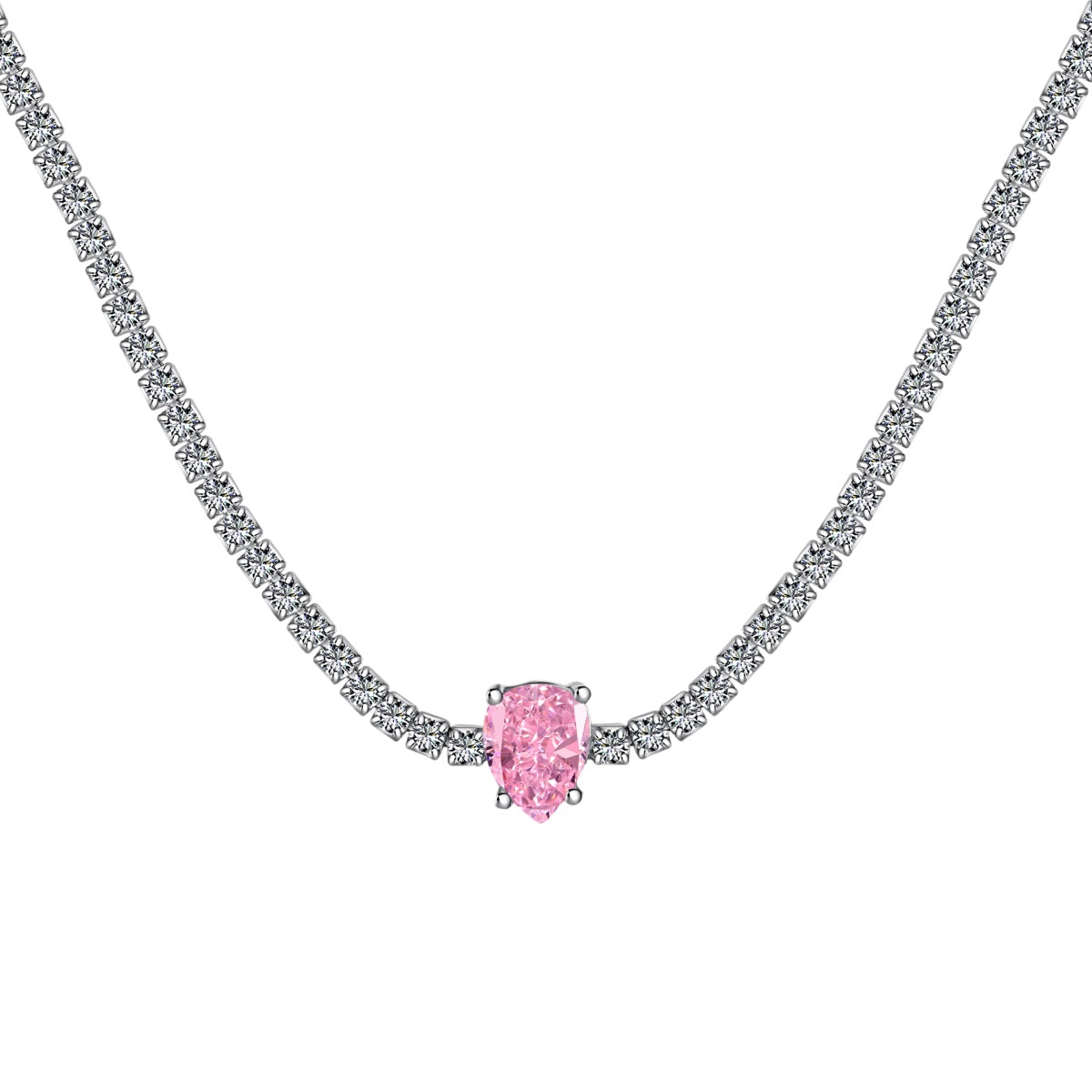 [Violet JW]1.0 carat Unique Pear Cut Tennis Necklace