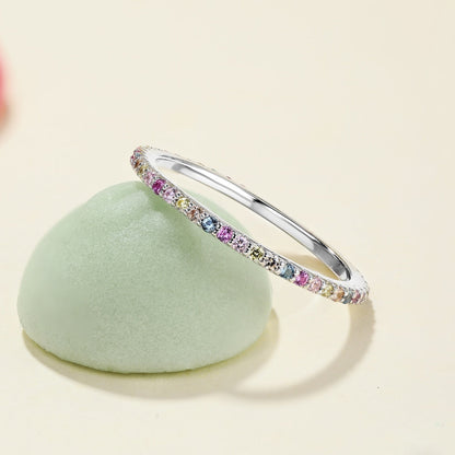 [Violet JW]Ornate Colorful Round Cut Tennis Ring