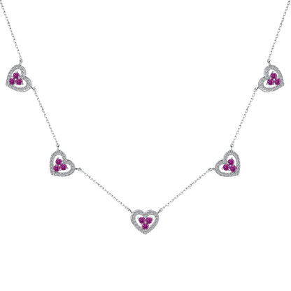 [Violet JW]Sparkling Five Heart Necklace