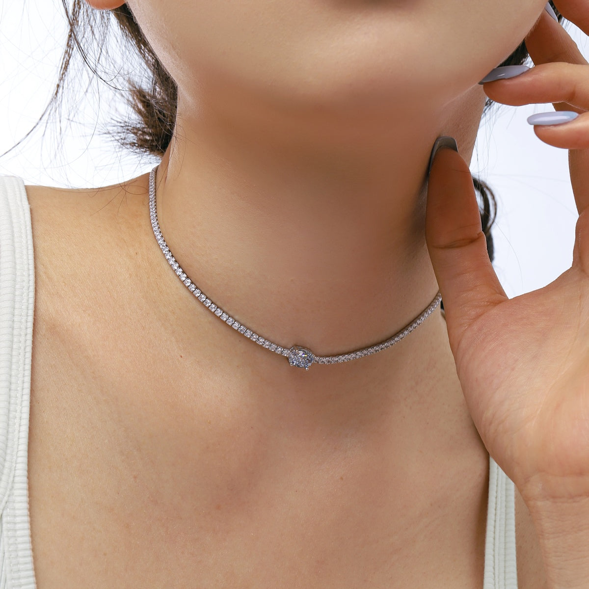 [Violet JW]1.0 Carat Shining Oval Cut Necklace