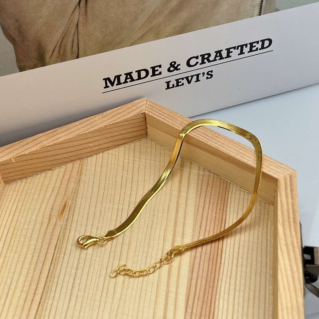 [Violet JW]Flat Snake Bone Chain Blade Necklace