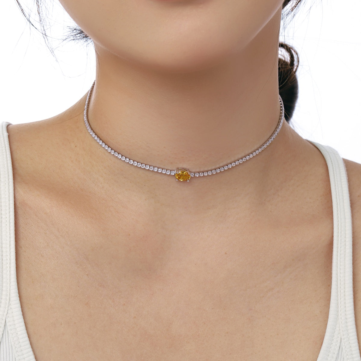 [Violet JW]1.0 Carat Shining Oval Cut Necklace