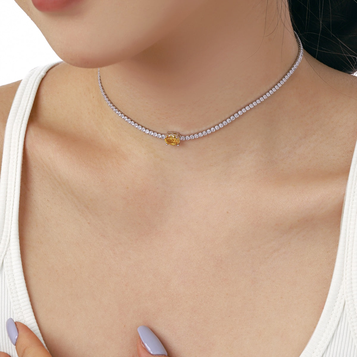 [Violet JW]1.0 Carat Shining Oval Cut Necklace