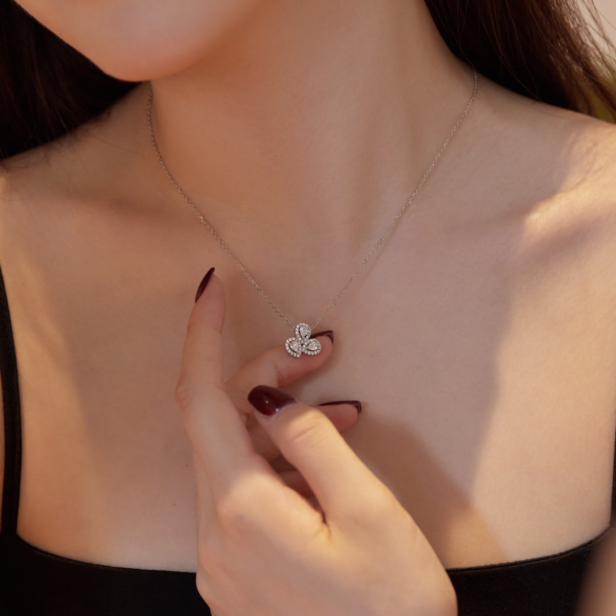 [Violet JW]Elegant Flower Shape Pear Cut Necklace
