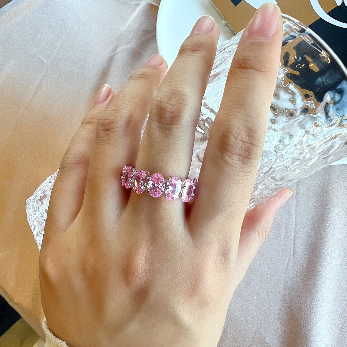 [Violet JW]Dainty Elongated Cushion Cut Tennis Ring