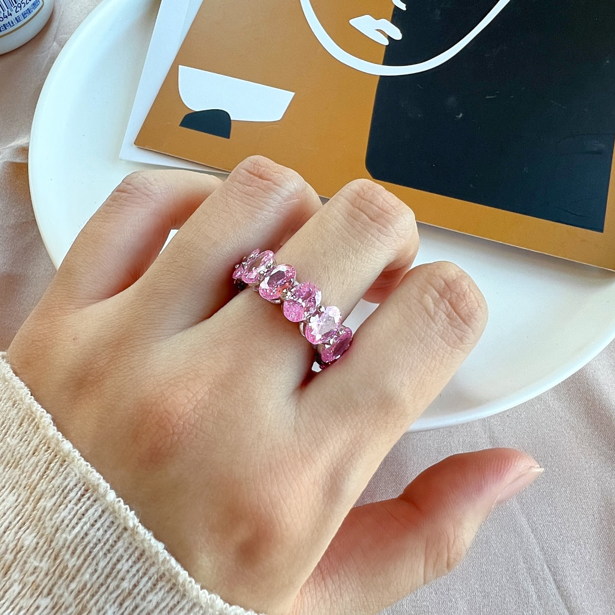 [Violet JW]Dainty Elongated Cushion Cut Tennis Ring