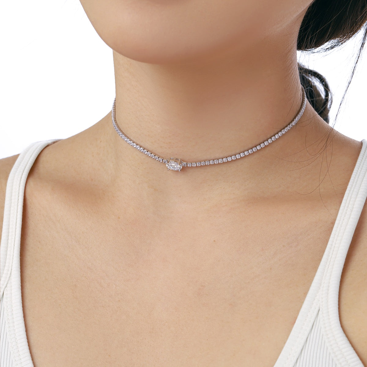 [Violet JW]1.0 Carat Shining Oval Cut Necklace