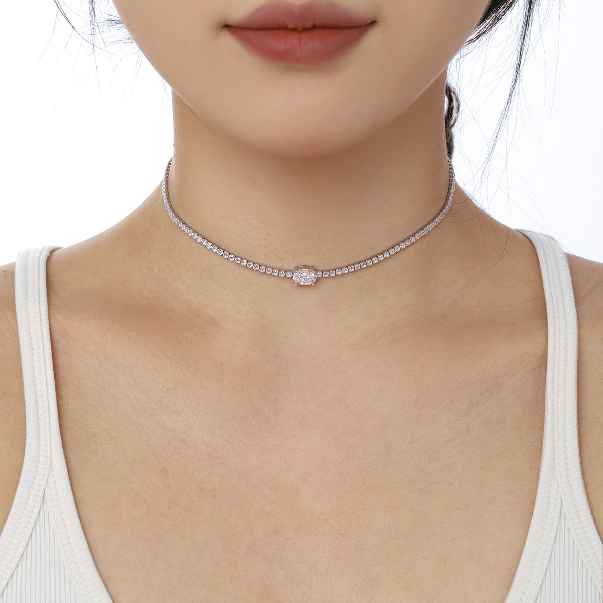[Violet JW]1.0 Carat Shining Oval Cut Necklace