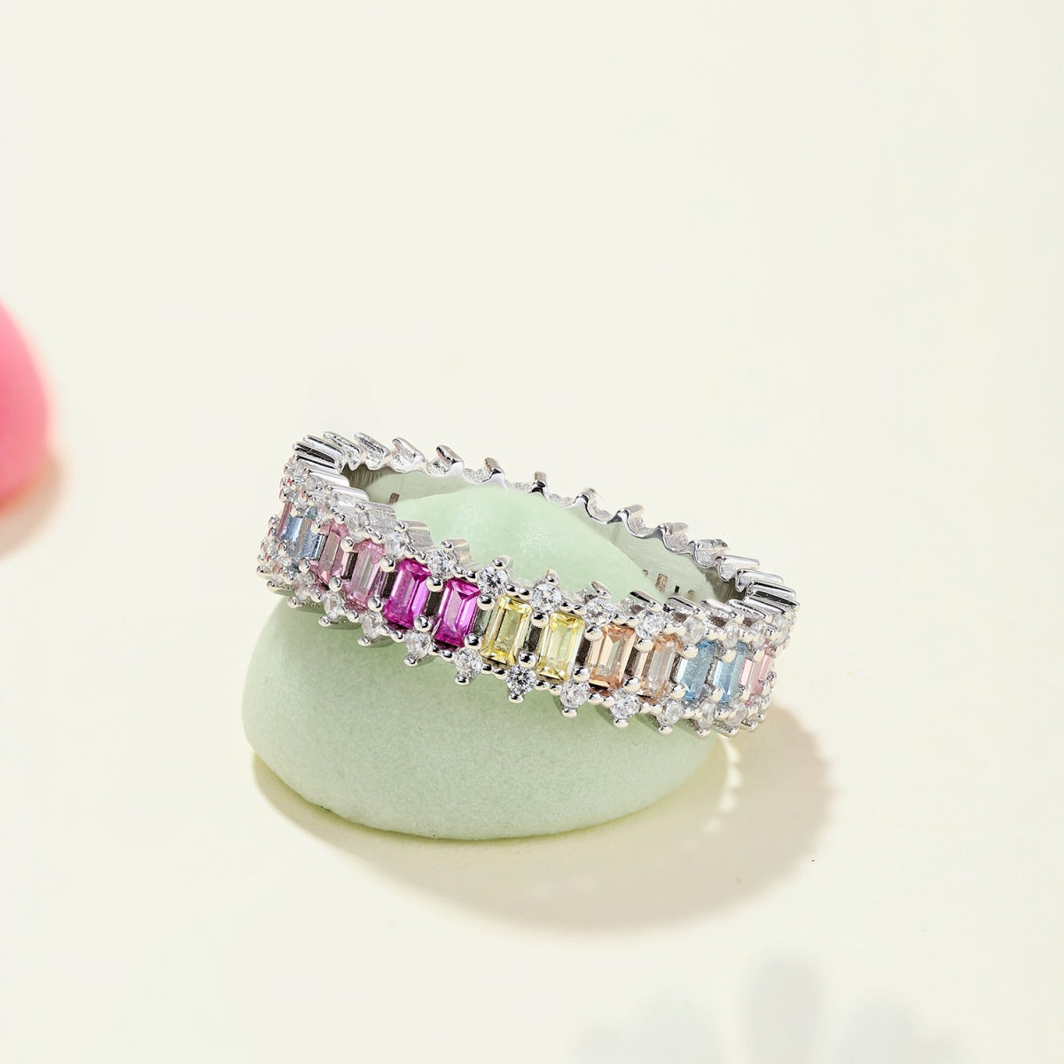 [Violet JW]Splashy Ornate Emerald Cut Cocktail Ring