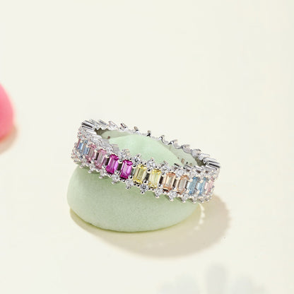 [Violet JW]Splashy Ornate Emerald Cut Cocktail Ring