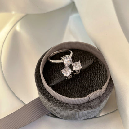 [Violet JW]1.0 Carat Radiant Princess Cut Wedding Earrings