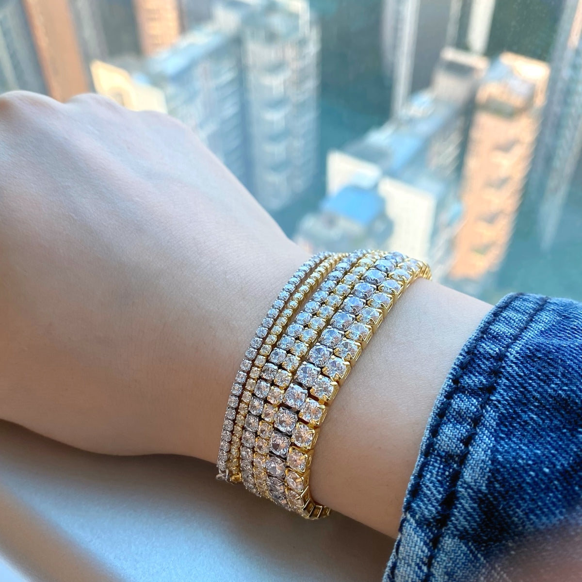 [Violet JW]Sparkling Radiant Princess Cut Tennis Bracelet