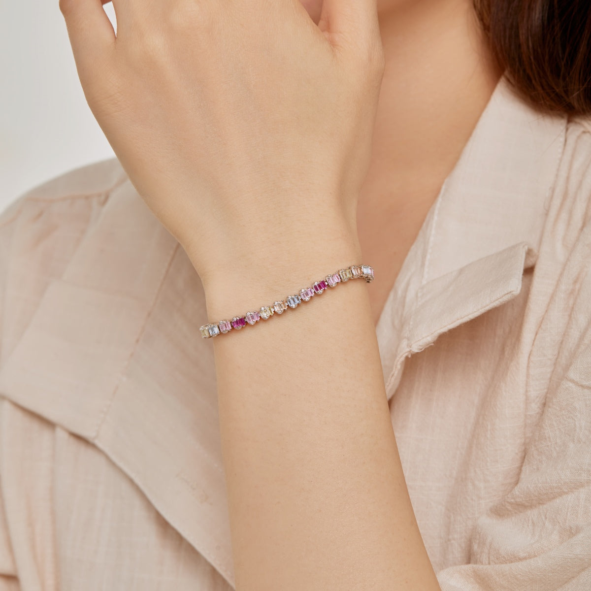 [Violet JW]Delicate Colorful Emerald Cut Party Bracelet