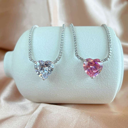 [Violet JW]8.0 Carat Versatile Colorful Sweet Heart-Shaped Tennis Necklace