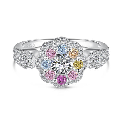 [Violet JW]Delicate Colorful Round Cut Flower Shape Wedding Ring