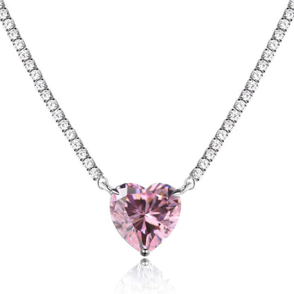 [Violet JW]8.0 Carat Versatile Colorful Sweet Heart-Shaped Tennis Necklace