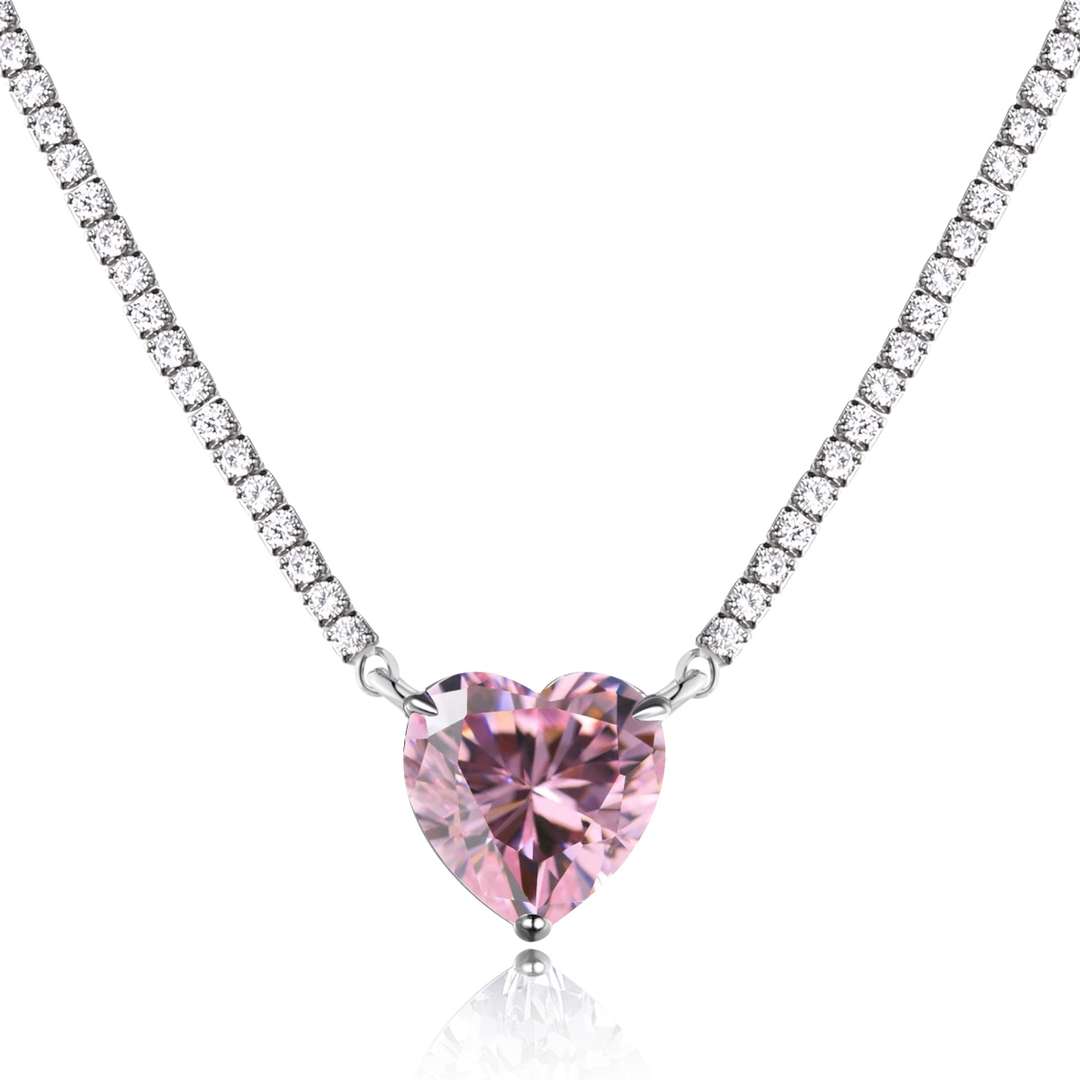 [Violet JW]8.0 Carat Versatile Colorful Sweet Heart-Shaped Tennis Necklace