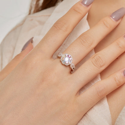 [Violet JW]Delicate Colorful Round Cut Flower Shape Wedding Ring