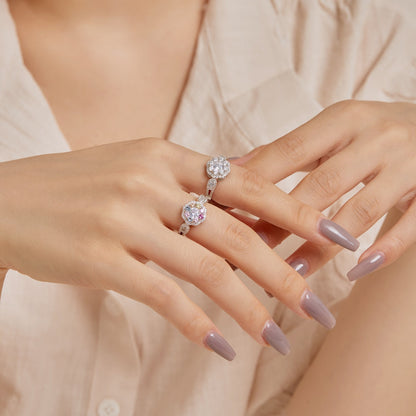 [Violet JW]Delicate Colorful Round Cut Flower Shape Wedding Ring