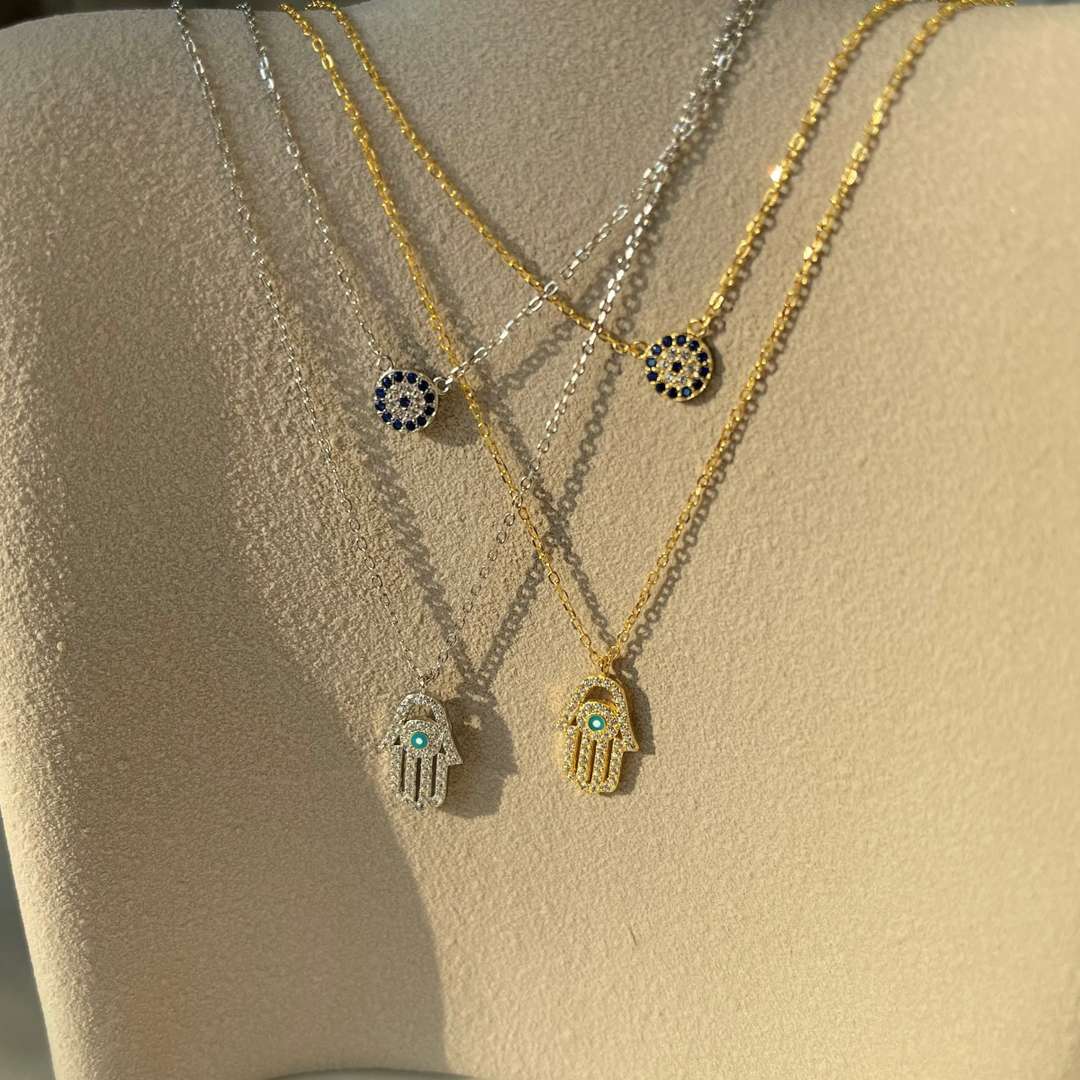 [Violet JW]Demon Eye Hamsa Palm Necklace