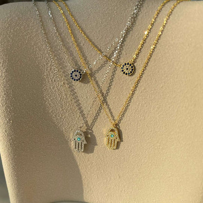 [Violet JW]Demon Eye Hamsa Palm Necklace
