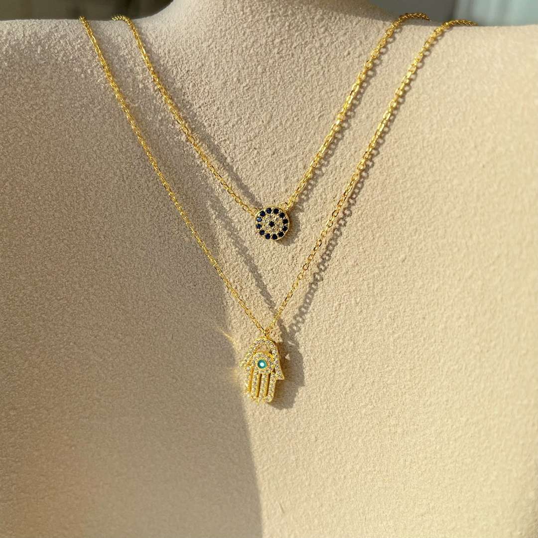 [Violet JW]Demon Eye Hamsa Palm Necklace