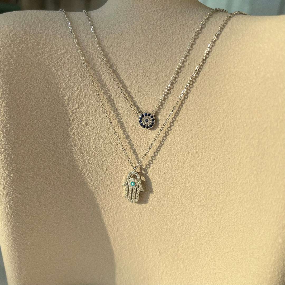 [Violet JW]Demon Eye Hamsa Palm Necklace