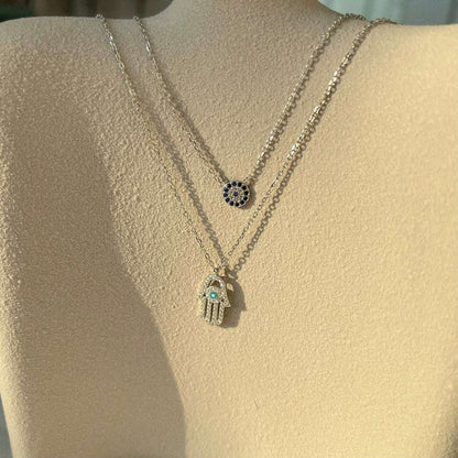 [Violet JW]Demon Eye Hamsa Palm Necklace
