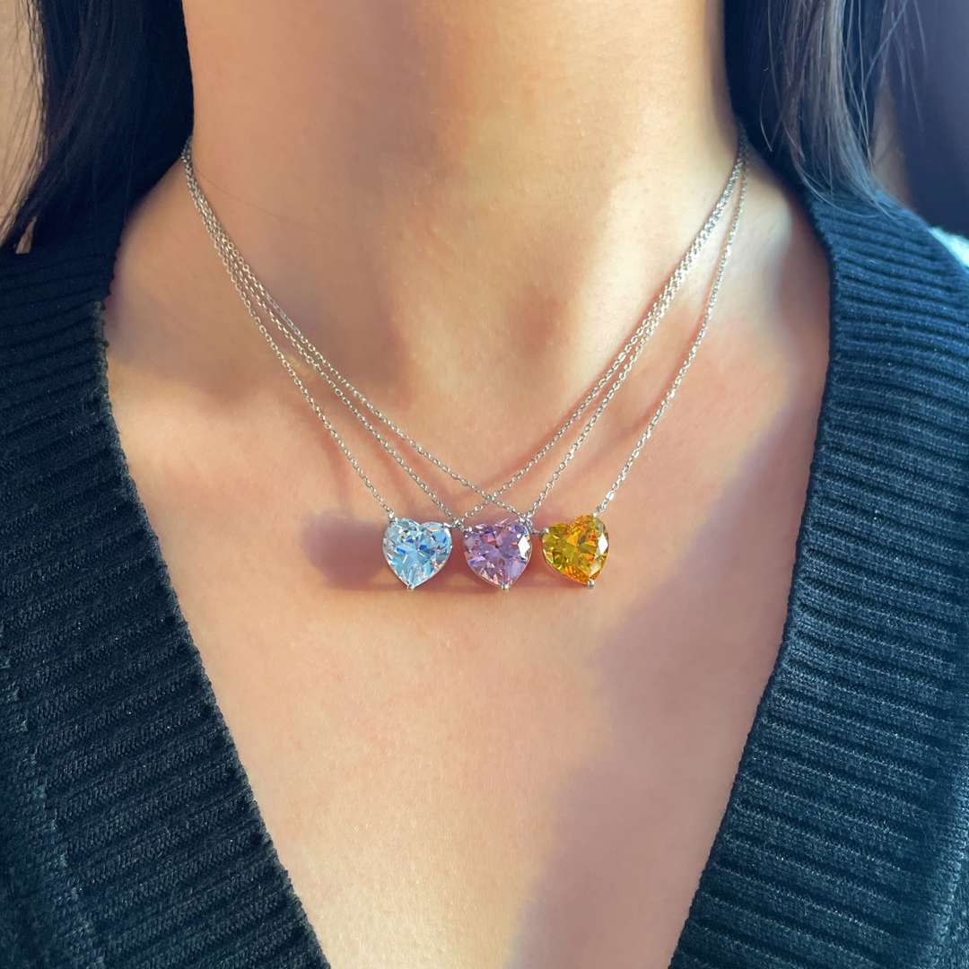 [Violet JW]6.0 carat Radiant Heart Shape Necklace