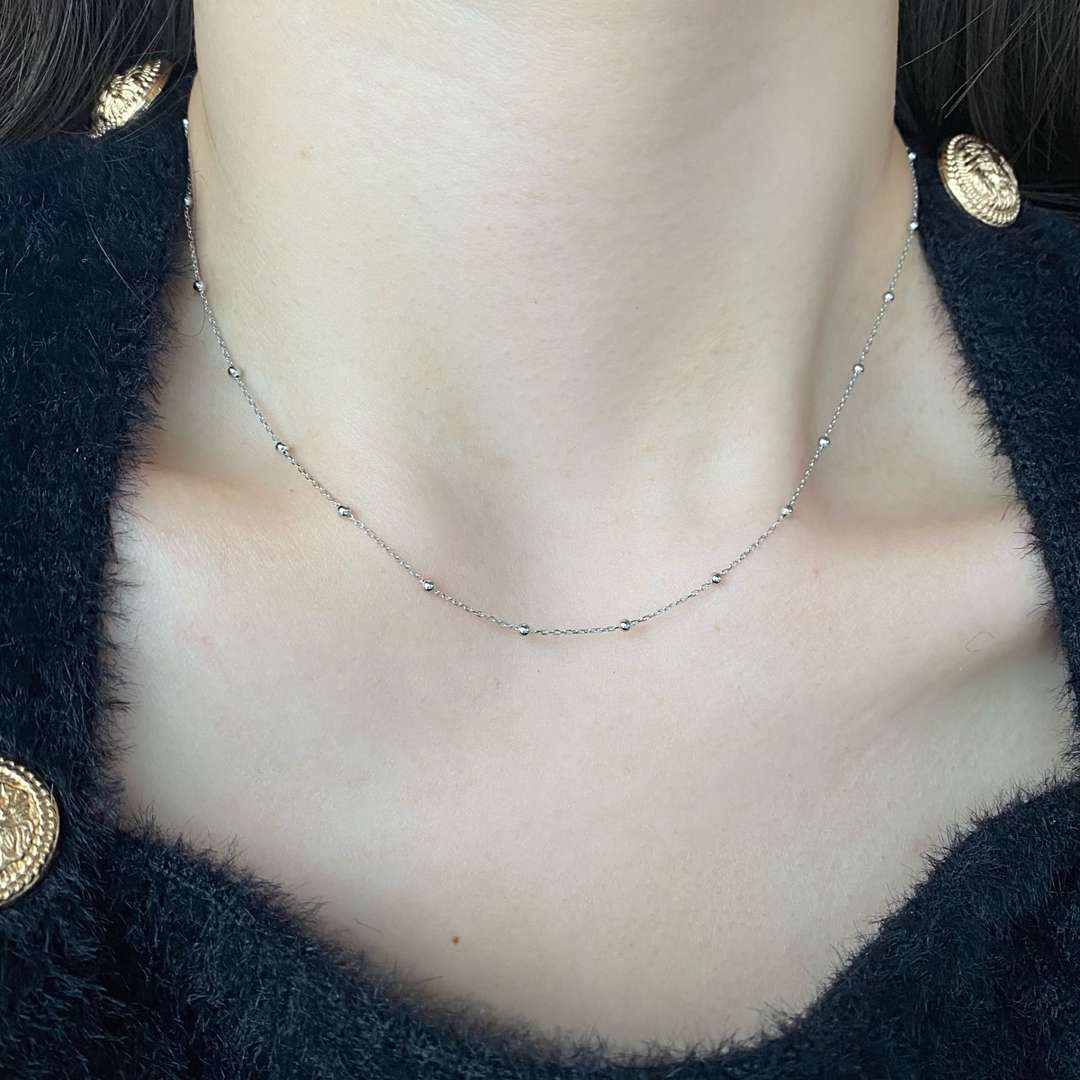 [Violet JW]Small Bead Clavicle Chain Simple Necklace
