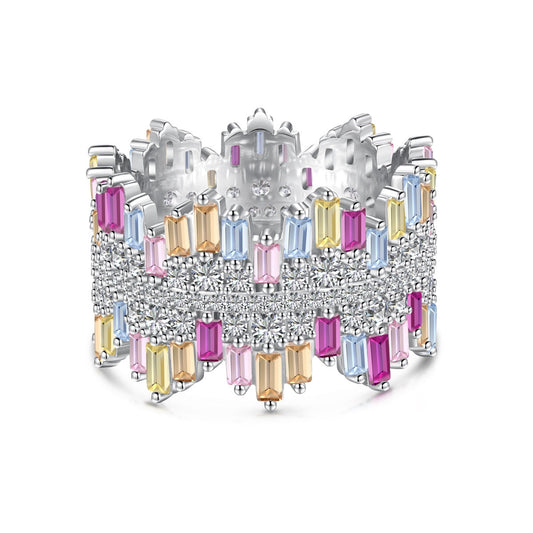 [Violet JW]Luxurious Colorful Radiant Cut Daily Ring