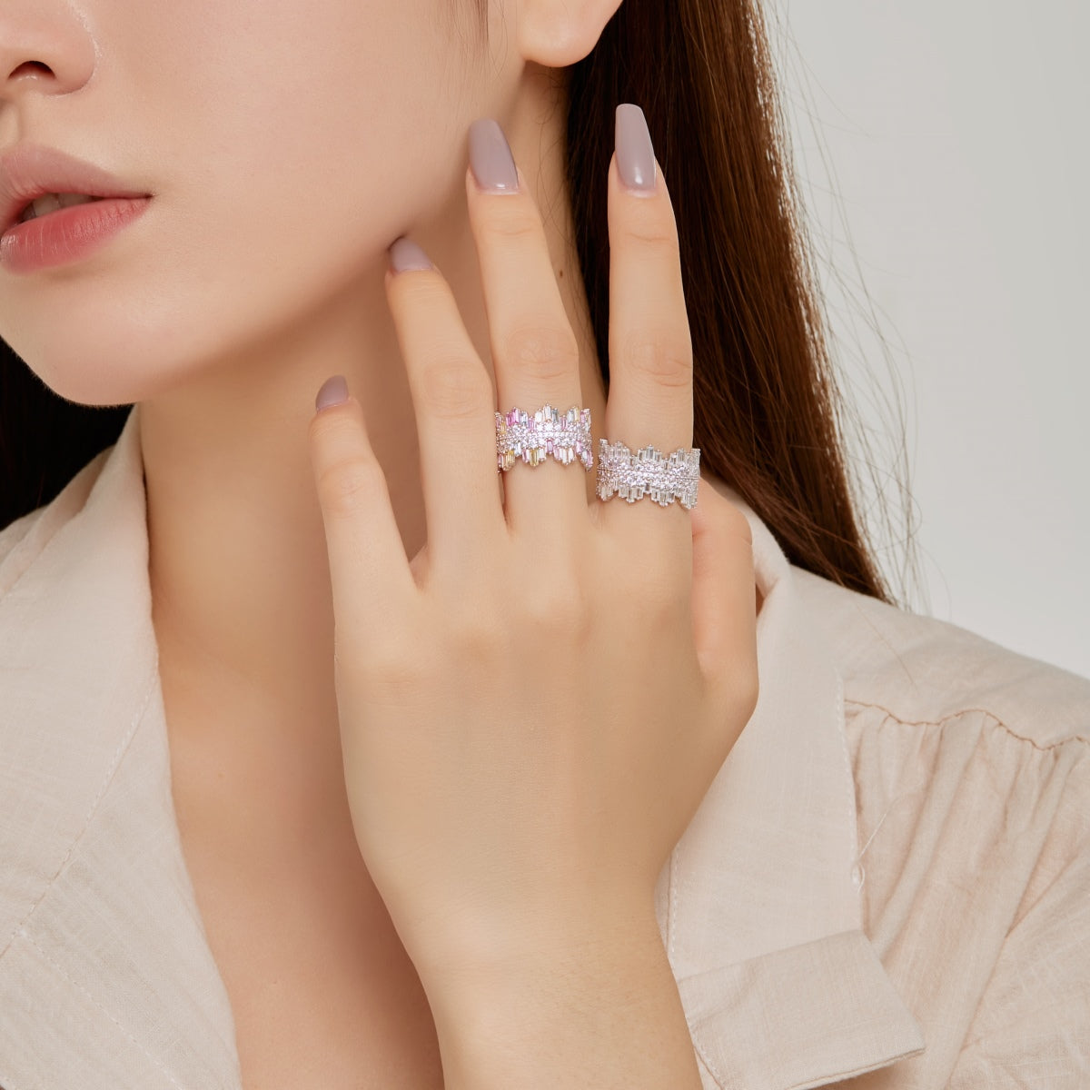 [Violet JW]Luxurious Colorful Radiant Cut Daily Ring